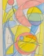 Placeholder: Abstract paul klee painting on pastel paper with sketchy pencil outlines