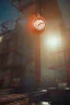 Placeholder: futuristic pinhole camera in Kente, rusted clocks lens, cinematic, scaffolding, cyberpunk, 8k quality