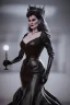 Placeholder: Carmen Dell`orifice as evil queen in black leather gown, angry, busty, curvey, cleavage, unreal 5, octane render,cinema4d, dynamic lighting, dramatic lighting, 4k, redshift render, highly detailed, hyper realistic