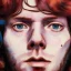 Placeholder: Photo of Jim Morrison , beautiful face, multi-hued red hair; in the style of martine johanna, draped in flowing fabric, ignore nsfw, colorful energetic brush strokes, realistic, sharp focus, 8k high definition, insanely detailed, intricate, elegant, art by martine johanna and artgerm