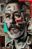 Placeholder: Zoomed in, Ultra detailed medium portrait painting of a tired middle-aged man, unshaved, worried look, suicidal, broken, torn up collage of clippings, broken circuitry background, matrix effects, punk visual art, punk art aesthetic, graffiti art, pop surrealism, collage art, cluttered paint glitches