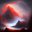 Placeholder: Big mountain with clouds and red thunders