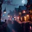 Placeholder: Detailed people, creepy street made of modeling clay, village, stars and planets, volumetric light flowers, naïve, Tim Burton, strong texture, extreme detail, Max Ernst, decal, rich moody colors, sparkles, Harry Potter, bokeh, odd