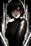 Placeholder: short hair girl, dark side, obscure, power, dark, villain, aesthetic, high resolution, horror