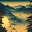 Placeholder: Ukiyo-e, mountains, sun