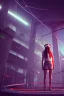 Placeholder: 3d, si-fi hunger , far away a girl in the middle, stand on round platform, connected by wires , vr googles, beautifully color coded, super detailed, moody lighting, volumetric lighting, night time, girl in the middle