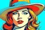 Placeholder: beautiful woman in hat in pop art style vector