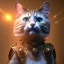 Placeholder: character render of mechanical tabby cat, intricate, ultra-fine detailed, steampunk, ornate, 8k, ultraHD, high-quality, 3d, realistic, trending on artstation, midjourney style, elaborate, openjourney style, close-up