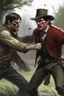 Placeholder: Realistic Arthur Morgan fighting Levi Ackerman