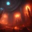 Placeholder: dynamic lighting, Intricately detailed, deep color, Unreal Engine, volumetric lighting, Hell landscape, Hell concept art, Hell fantasy artwork, nightsky, blue, black, nebulae, fields, abandoned buildings, ruins,