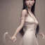 Placeholder: portrait only hitomi tanaka, long black hair, white dress, 8k, highly realistic, octane render,