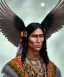 Placeholder: shaman, male native american, long black hair, black coat like wings