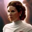 Placeholder: extremely detailed 8k hyperspace wallpaper,complete and photo realistic detailed head to waist stunning photo realistic portrait of carrie fisher as Princess Leia in star wars with photo realistic minimal updo hair , brown eyes, professional majestic oil painting by Ed Blinkey, Atey Ghailan, by Jeremy Mann, Greg Manchess, Antonio Moro, trending on ArtStation, Intricate, High Detail, Sharp focus, dramatic, by greg rutkowski, realism, beautiful and detailed lighting, shadows