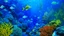 Placeholder: A blue underwater coral reef with fish painted by Karl Wiener