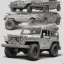 Placeholder: technical concept study, pencil sketch, inspired from Vintage Jeep, Toyota 4x4