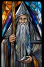 Placeholder: a multicolored, stained, spectral, glass fragment, prism, Gandalf the Gray