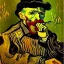 Placeholder: oil portrait of an old men with hat smoking a pipe by Van Gogh 8k