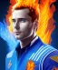 Placeholder: A portrait of Mr hot flames ,white and blue