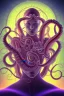 Placeholder: Spiritual being with Tentacles over human Head creating reality around, wrapping Spiral around people, Psychedelic