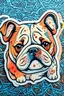 Placeholder: an adorable sticker of adorable bull dog illustration| colorful background, ceramic, detaild everything, 8k, high quality, --niji 5