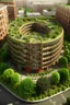 Placeholder: Urban agroecology center that merges in the city. academic center for knowledge and collaboration. make it in round lines and warm colors