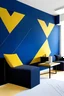 Placeholder: Create handpainted wall mural with basic polygons, embracing simplicity with a contemporary twist. Opt for bold colors like midnight blue, mustard yellow, and crisp white for a modern statement."