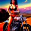 Placeholder: portrait of busty beautiful 'Female Rider on Shotaro Kaneda's Bike',painting by Earl Norem, simon Bisley, evan lee, 86-86, oil on canvas, cinematic composition, extreme detail,fit full head inside picture,8k