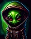 Placeholder: Chibi alien portrait oil painting