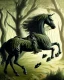 Placeholder: A centaur majestically galloping through the dense forest in the style of gustav dore, fantastical landscape, soft strokes , mythology portrait, classic painting