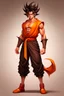 Placeholder: Full Body, Male Tiefling, monk, body shape as Super Sayian Goku, boxer pose, dark outfit colour theme, HD