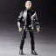 Placeholder: Action figure Fonzie fonzarelli winkler toy doll greaser jacket face (plastic black hair) with black boots full body in package thumbs up 2022