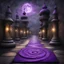 Placeholder: Hyper Realistic Sufi Whirling with Black, & Purple Islamic Sufi Rustic Grungy Stone-Path at rainy night