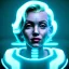 Placeholder: Ultra Realistic image, portrait, blonde woman, Marylin Monroe face, perfect iris, glow eyes, glow makeup. Cyborg, Cyberpunk, ghost in the shell style, oversized tight latex dress. fog, rain, soft color, highly detailed, unreal engine 5, ray tracing, RTX, lumen lighting, ultra detail, volumetric lighting, 3d, finely drawn, high definition, high resolution.