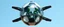 Placeholder: highly regular and hairy transparent soccer ball space ship with green alien director men inside, front flaps, ailrons, smiling welcoming