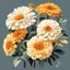 Placeholder: Vector illustration, Flat illustration, Illustration, Bunch of large zinnias, oil painting, Georgia O'Keeffe style, shades of yellow-white color, (((Earthy and natural color palette)))