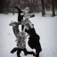 Placeholder: high resolution photography with a 3 5 mm f / 2 2 lens of a family dancing in the snow, fine art photography and very detailed