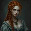 Placeholder: a pretty fantasy woman, young, braided ginger hair, maternal, dark fantasy art