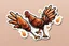 Placeholder: illustrated chicken drumstick and wing, stickers