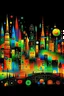 Placeholder: A gold futuristic city with multicolored neon lights painted by Joan Miro