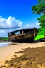 Placeholder: A shipwreck on a beach that has a kuo-toa camp on it