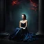 Placeholder: Beautiful 25 year old woman sitting. dark fantasy