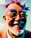 Placeholder: Ultra Realistic photo, medium shot view, drunken sweet happy old Asian man, carnival scene, monster hair, steampunk style. Red hair, confeti, smile, happy, festival, ovnis, gradient color fog. highly detailed, concept art, unreal engine 5, ray tracing, RTX, lumen lighting, ultra detail, volumetric lighting, 3d, finely drawn, high definition, high resolution.