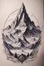 Placeholder: Can you show me a tattoo sketch of the mountain in jötunheim from god of war so I can see the 5 peaks