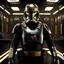 Placeholder: star wars bald male corellian pilot wearing gunmetal grey and black First Order TIE pilot armored flightsuit and helmet with gold trim inside the jedi temple, centered head and shoulders portrait, hyperdetailed, dynamic lighting, hyperdetailed background, 8k resolution, volumetric lighting, light skin, fully symmetric details