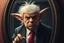 Placeholder: Trump as hairy tradigrade gremlin fat vampire semi transparent in front of mirror