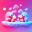 Placeholder: isometric clean art of two super cute baby kawaii style hedgehogs in love, soft lighting, soft pastel gradients, high definition, 3d icon clay render, blender 3d