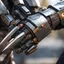 Placeholder: bokeh close up detailed view: The fingers are encased in sleek, metallic armor, each joint articulated for precision and power (rusty and bloody). Embedded along the forearm are pulsating veins of energy, feeding directly into the weapon and enhancing its deadly potential. In the grip of this hand is the power blade, a stunning creation of futuristic warfare. The blade itself is a marvel of craftsmanship, its edge razor-sharp and crackling with energy. The tenses of the hand around the hilt, the