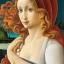 Placeholder: portrait of a beautiful busty woman Sandro Botticelli style smiling