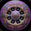 Placeholder: circular sticker on white background, with big psychedelic multicolor eyes, Optical Illusion, gradients multicolor, circular intricated Pattern render, HD, 3D , Unreal engine, solids, highly detailed, vibrant colors, spheres, Unreal Engine, octane render, centered