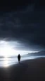 Placeholder: A lone figure walking along a vast, empty beach at sunset, their silhouette stark against the hyperrealistic sky reminiscent of the work of Halim Ghodbane, with crashing waves rendered in the detail of Jason De Graaf. (combines Halim Ghodbane & Jason De Graaf)